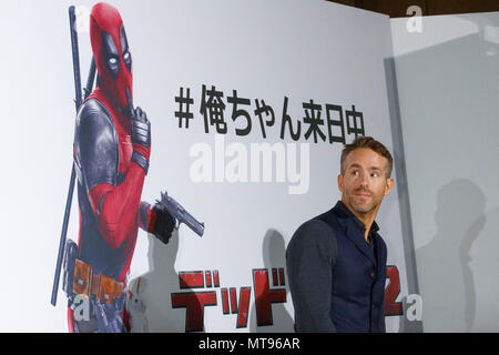 Tokyo, Japan. May 29, 2018, Canadian actor Ryan Reynolds attends the Japan Premiere for his film Deadpool 2 on May 29, 2018, The second installment of the Marvel hit movie will be released in Japan on June 1st. Credit: Rodrigo Reyes Marin/AFLO/Alamy Live News Stock Photo