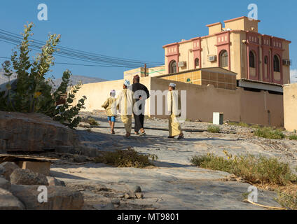 Omani people in the new town, Ad Dakhiliyah Region, Al Hamra, Oman Stock Photo