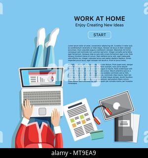 Work at home concept with woman Stock Vector