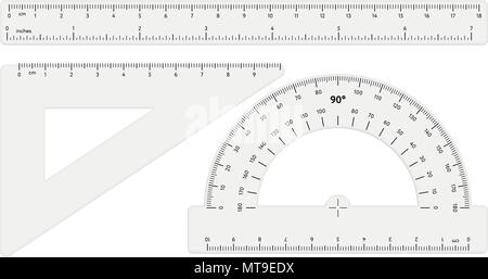 Various transparent rulers on white background Stock Vector