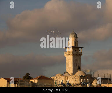 Omer mosque minaret in the Old Town of Jerusalem, Israel Stock Photo