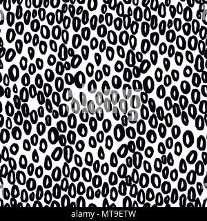 Seamless vector abstract pattern with black rounds on white Stock Vector