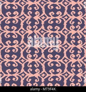 Vector seamless ikat pattern with pink and lilac Stock Vector