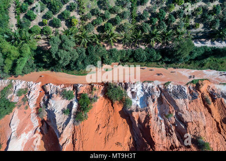 Red Canyon and The Fairy Spring aerial view, Mui Ne, Vietnam Stock Photo
