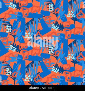 Abstract textured red and blue vector background. Stock Vector
