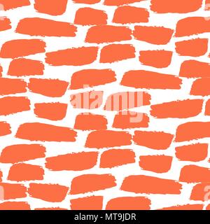 Brush texture seamless red and white pattern. Stock Vector