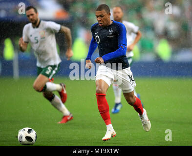 France's Kylian Mbappe in action during the international friendly match at Stade de France, Paris. Stock Photo