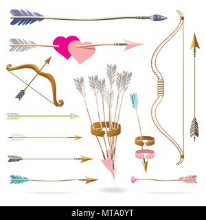 Bow and arrow icons Stock Vector