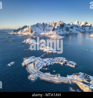 Aerial view on the Norway island. Beautiful natural landscape in the Norway Stock Photo