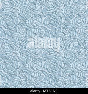 Seamless vector abstract wave pattern. Gray curl background Stock Vector