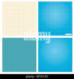 Set of seamless blueprint background Stock Vector