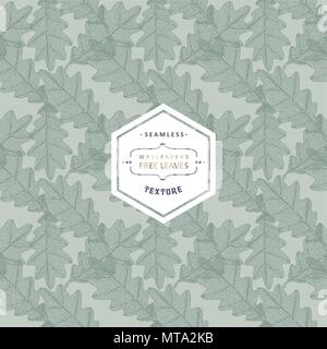 Floral seamless pattern with tree leaves. Maple, Elm, Oak, Aspen textured leaves Stock Vector