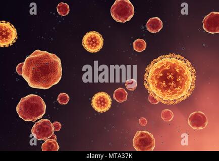 Abstract Illustration of bacteria - in red colors Stock Photo