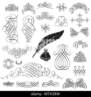 Calligraphic design elements set Stock Vector