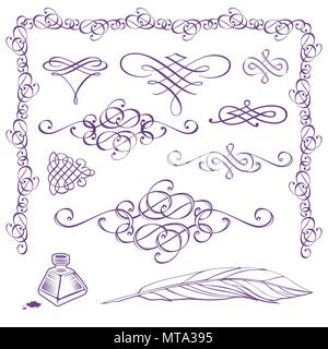 Calligraphic design elements set Stock Vector
