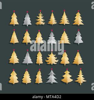 Christmas Tree Icons Set. Vector Illustration. Graphic Design Editable For Your Design Stock Vector