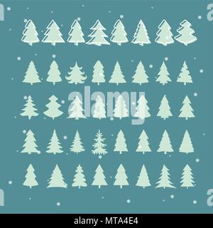 Set of Green Christmas Tree. Vector Illustrations Stock Vector