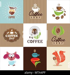 Set of Vector Coffee Elements and Accessories. Illustration can be used as Logo or Icon Stock Vector