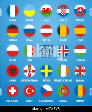 Set of soccer balls with flags Stock Vector