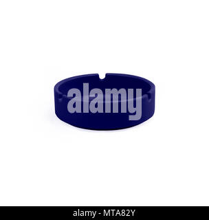 Blue ceramic ashtray isolated on white background Stock Photo
