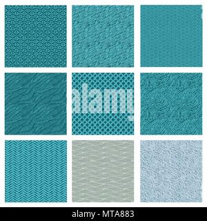 Set of seamless abstract pattern, waves background Stock Vector