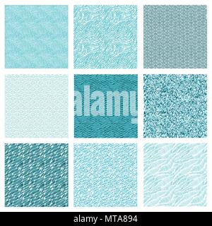 Set of seamless abstract pattern, waves background Stock Vector