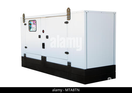 Generator for emergency electric power. Isolated on white background. Stock Photo