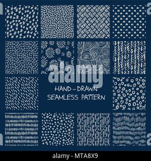Set of hand-drawn seamless patterns Stock Vector