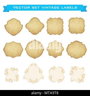 Set of vintage frames for emblems, labels, insignia Stock Vector