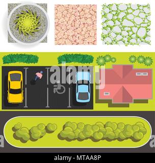 Detailed landscape design elements - easy to make your own plan Stock Vector