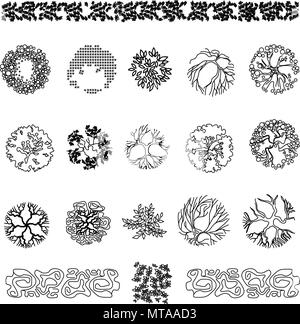 A set of treetop symbols, for architectural or landscape design Stock ...