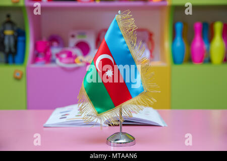 Tooth pick wit a small paper flag of Azerbaijan Stock Photo