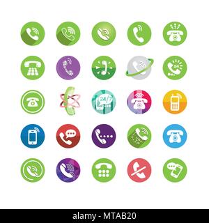 Set of different icons with phone on white backrgound for your site or application Stock Vector