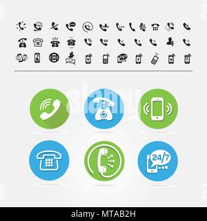 Set of different icons with phone on white background for your site or application Stock Vector