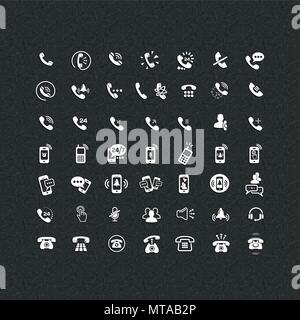 Set of different icons with phone on black background for your site or application Stock Vector