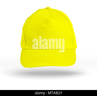 Yellow Baseball Cap on a white background Stock Photo