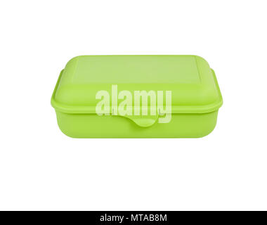 Green plastic box package isolated on white background use for multipurpose Stock Photo