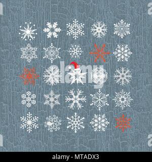 Set of colored snowflakes line icons. Collection graphic art for your design Merry Christmas and Happy New Year Stock Vector