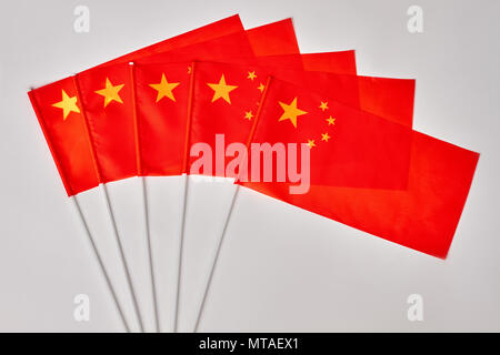 Collection of chinese flags. China flags on white isolated background. Stock Photo