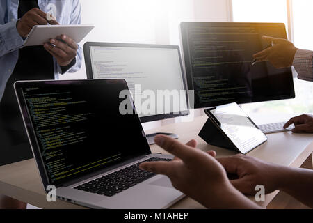 Programmer working Developing programming technologies Web Design Online Technology Stock Photo