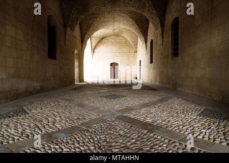 Entrance with cobbled stone floor at at Emir Bachir Chahabi Palace Beit ed-Dine in mount Lebanon Middle east, Lebanon Stock Photo