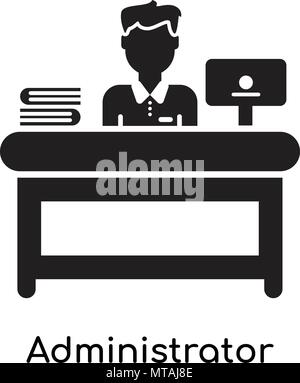 Administrator icon logo sign vector outline in black and white color ...