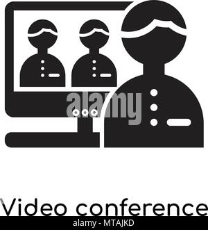 Video conference icon isolated on white background for your web and mobile app design Stock Vector