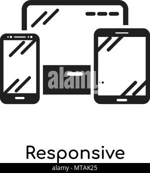 Responsive app design line icon concept. Responsive app design flat ...