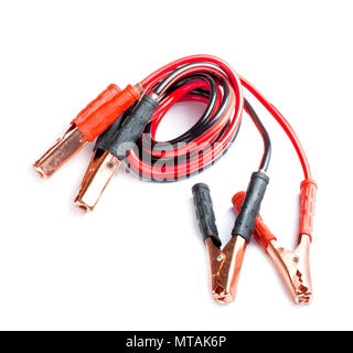 Two jumper cables for car isolated on white background Stock Photo