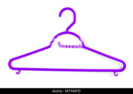 Purple plastic hanger for clothes on a white background Stock Photo