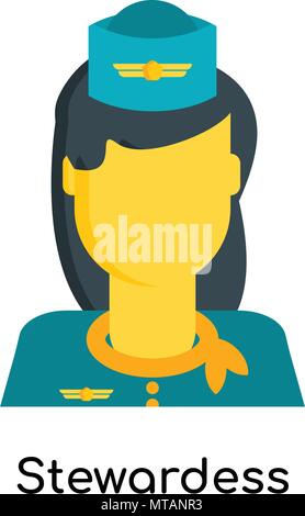 Stewardess icon isolated on white background Stock Vector
