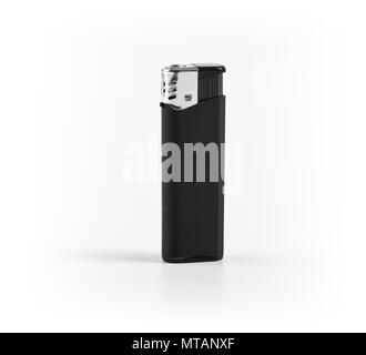 A black plastic lighter on white background Stock Photo