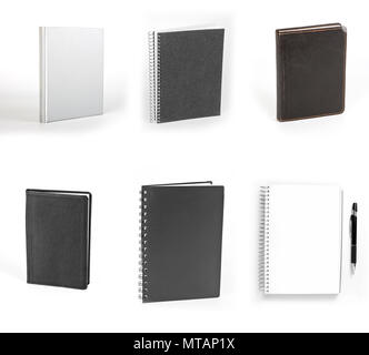 Set of notebooks isolated on white background Stock Photo