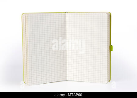 Notepad with a checkered sheets on white background Stock Photo
